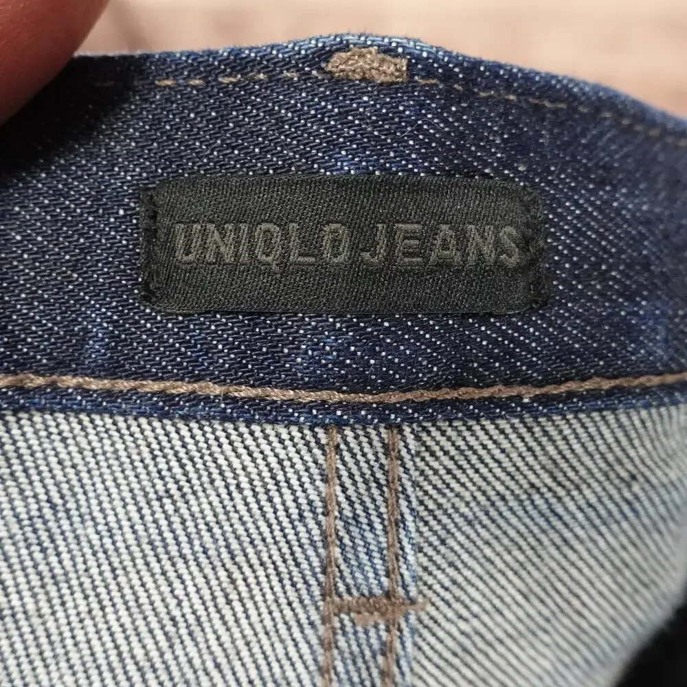Uniqlo Jeans Mens 32x32 Blue Dark Wash Slim Fit Stretch Denim SELVEDGE